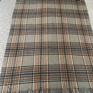 Vintage Dunhill Plaid 100% Wool Fringe Accent Throw in Gray and Tan - Two @ $80